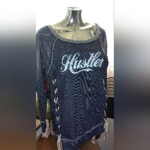 Hustler Blue/Gray Sweater Top